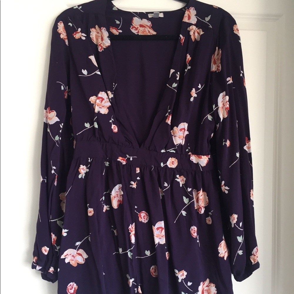 Urban Outfitters Flower Low V-Neck Romper